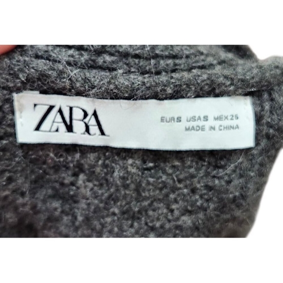 Zara Patchwork Cardigan Sweater Womens Size S Brown Ivory Oversized Chunky - Picture 7 of 14